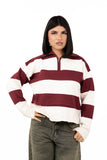 MAGLIONCINO ZIP SASHA PANNA/BORDEAUX TAGLIA UNICA