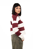 MAGLIONCINO ZIP SASHA PANNA/BORDEAUX TAGLIA UNICA