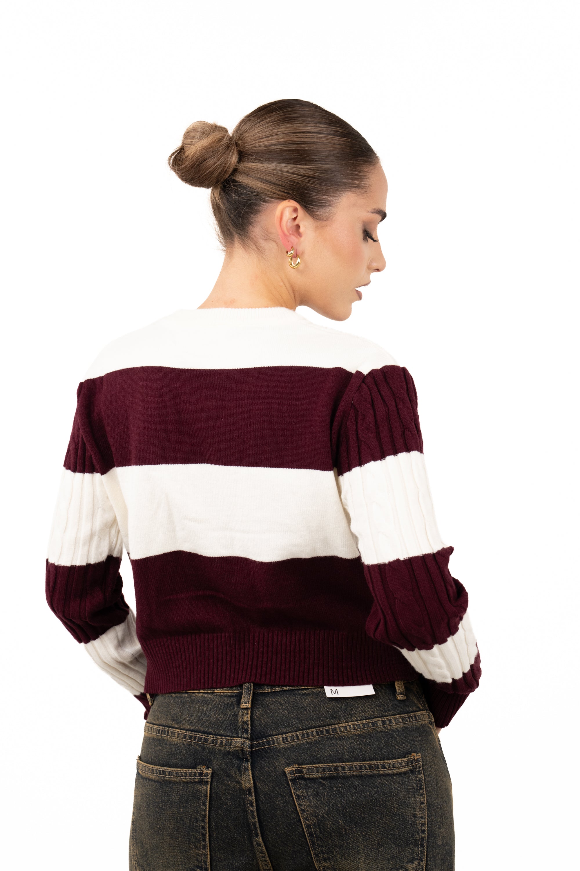 MAGLIONE ILARY PANNA/BORDEAUX TAGLIA UNICA