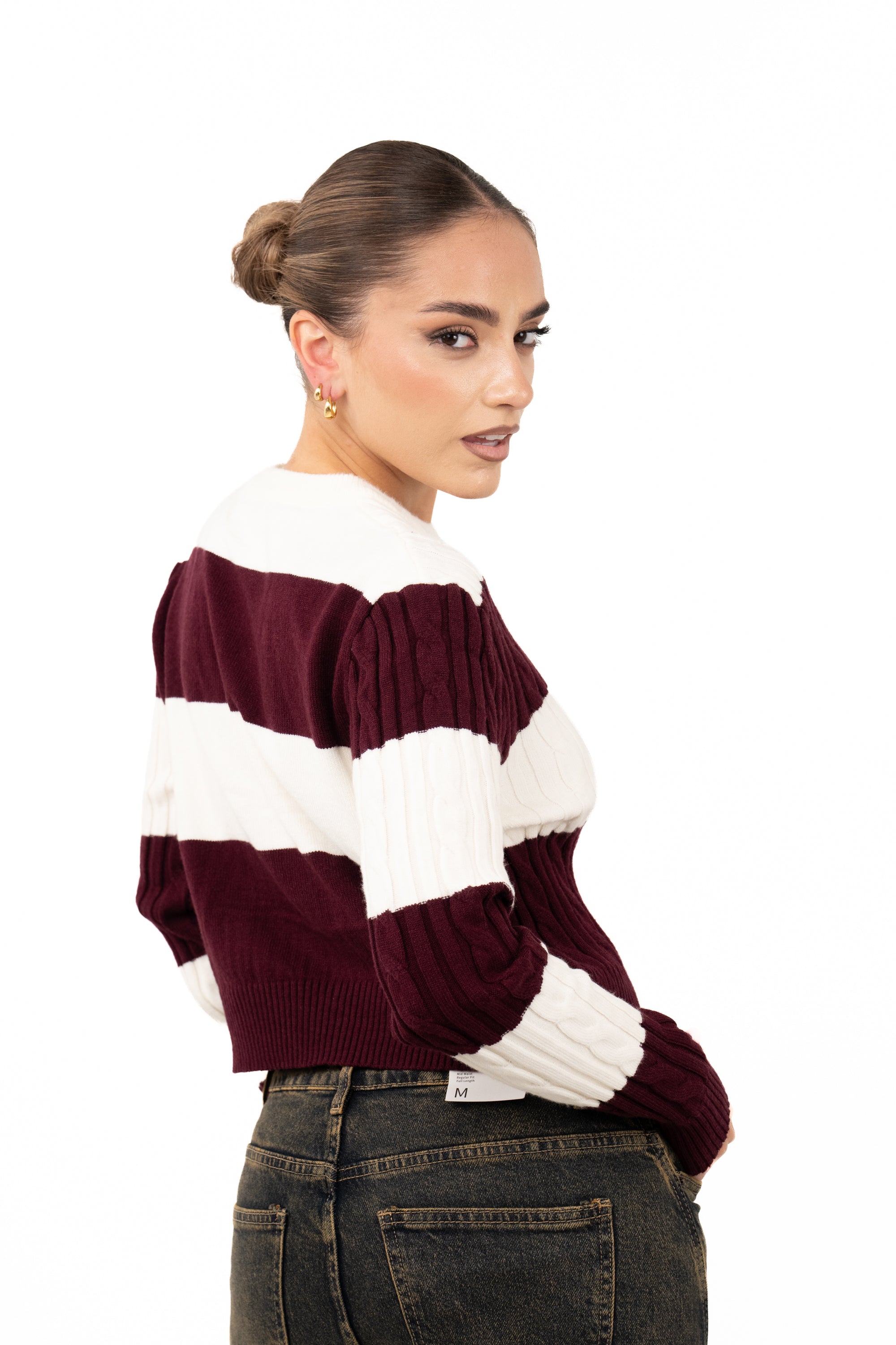 MAGLIONE ILARY PANNA/BORDEAUX TAGLIA UNICA