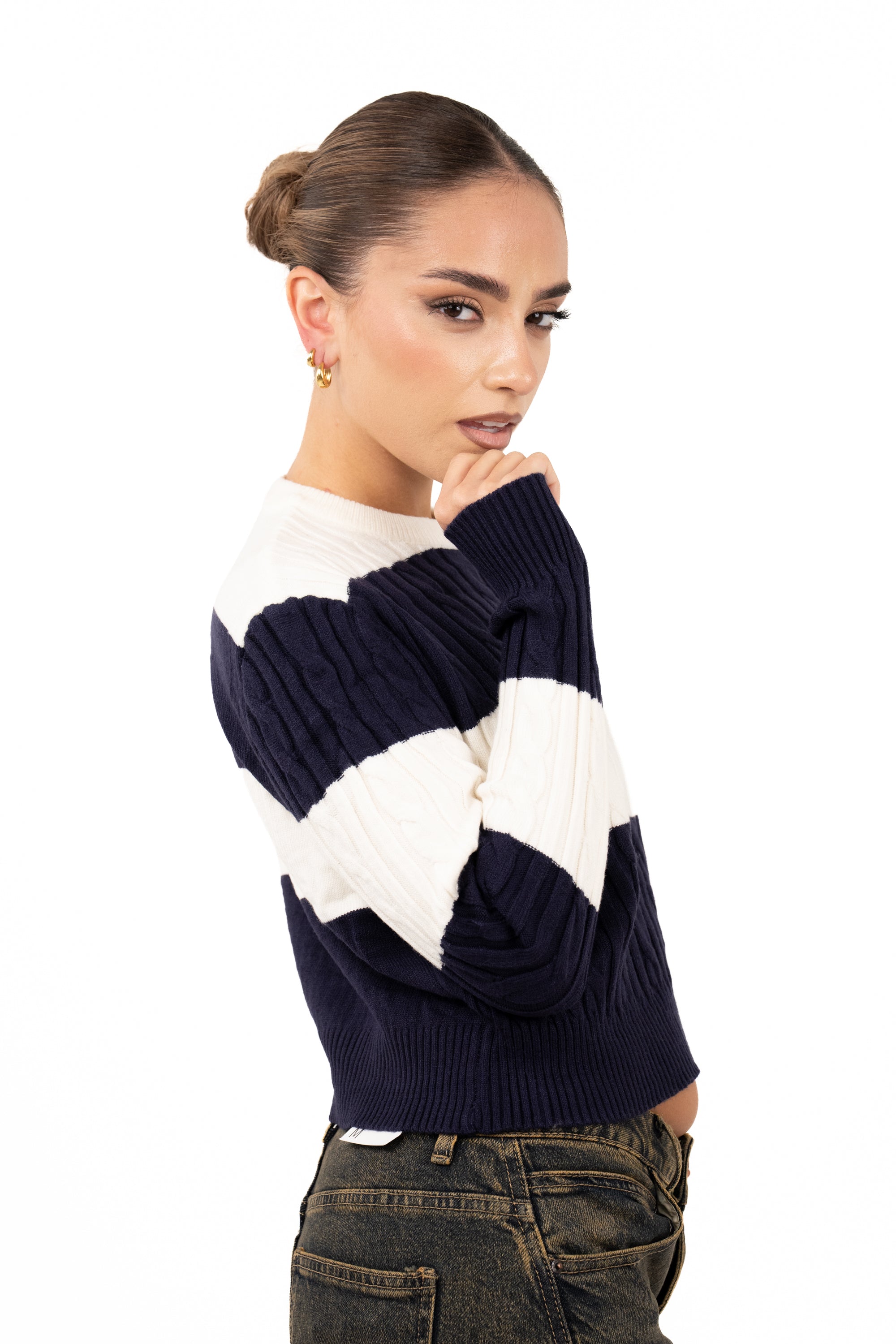 MAGLIONE ILARY PANNA/BLU TAGLIA UNICA