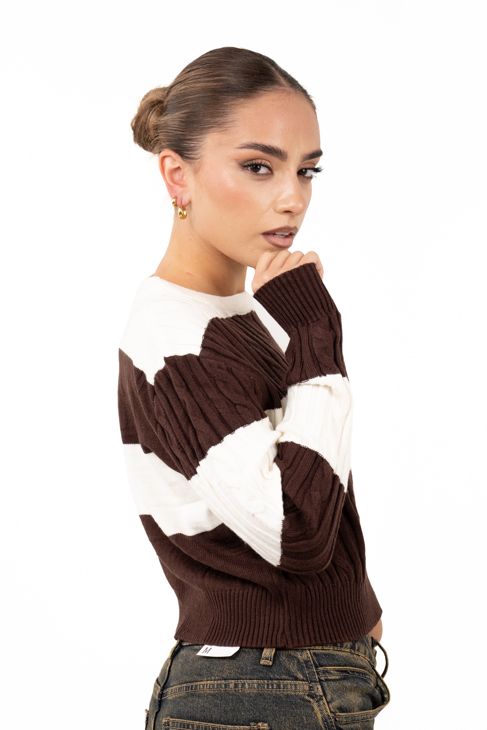 MAGLIONE ILARY PANNA/MARRONE TAGLIA UNICA