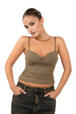 TOP SOLAR VERDE MILITARE CON COPPE PREFORMATE