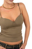 TOP SOLAR VERDE MILITARE CON COPPE PREFORMATE