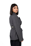 BLAZER GRIGIO SCURO DOPPIOPETTO GESSATO TAGLIA UNICA