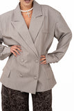 BLAZER GESSATO GRIGIO CHIARO DOPPIOPETTO TAGLIA UNICA