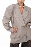 BLAZER GESSATO GRIGIO CHIARO DOPPIOPETTO TAGLIA UNICA