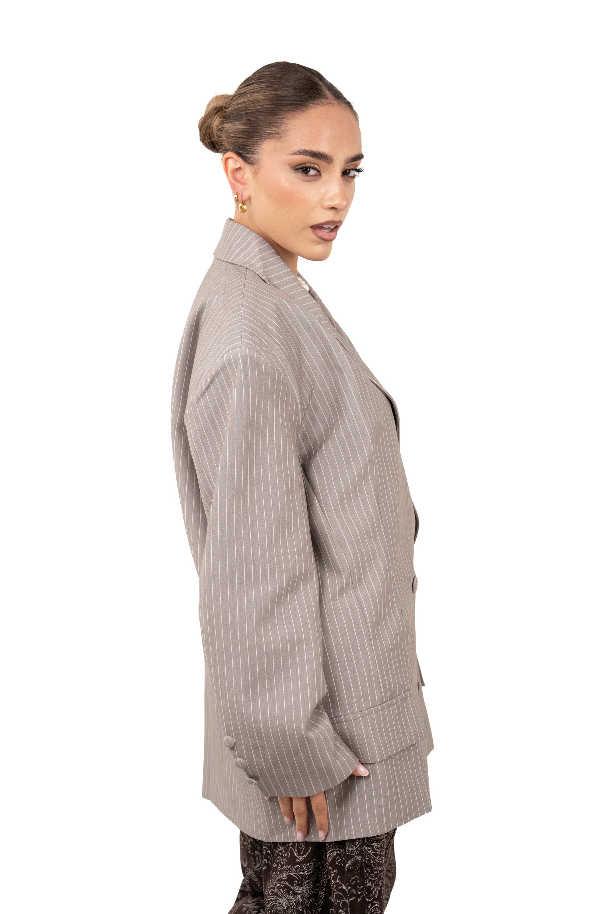 BLAZER GESSATO GRIGIO CHIARO DOPPIOPETTO TAGLIA UNICA