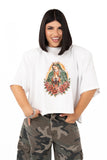 T-SHIRT MADONNA CROPPED BIANCA JUSTWEST TAGLIA UNICA