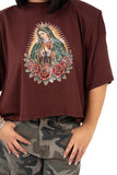 T-SHIRT MADONNA CROPPED BORDEAUX JUSTWEST TAGLIA UNICA