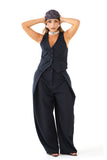 GILET HELENA BLU SARTORIALE MONOPETTO