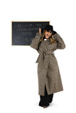 Cappotto Lungo a Pied-de-poule Elegante con Cintura in Vita