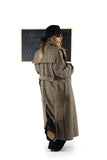 Cappotto Lungo a Pied-de-poule Elegante con Cintura in Vita