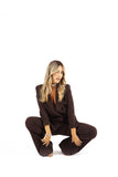 Completo Due Pezzi Elegante con Blazer Doppiopetto e Pantaloni a Zampa Marrone