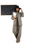 Completo Due Pezzi Donna in Cotone Micro Quadri con Giacca Asimmetrica e Pantaloni Wide Leg