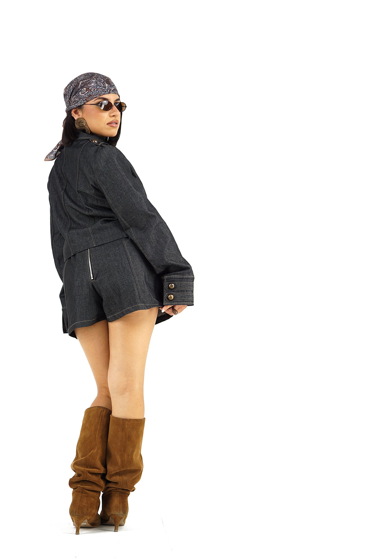 Gonna Pantalone Lumina in Denim Scuro con Bottoni