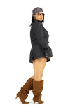 Giacca Cropped Lumina in Denim Scuro Stile Circense con Bottoni