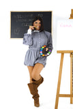 Completo due pezzi just west blu in cotone stretch camicia e shorts a palloncino