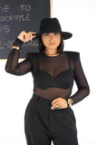 Body Donna Trasparente in Tulle con Spalline Strutturate
