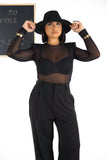 Body Donna Trasparente in Tulle con Spalline Strutturate