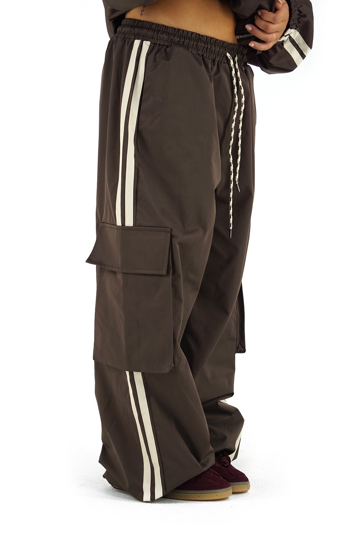 Tuta Due Pezzi Lumina Sporty Chic Giacca Zip e Pantaloni Cargo Wide Leg
