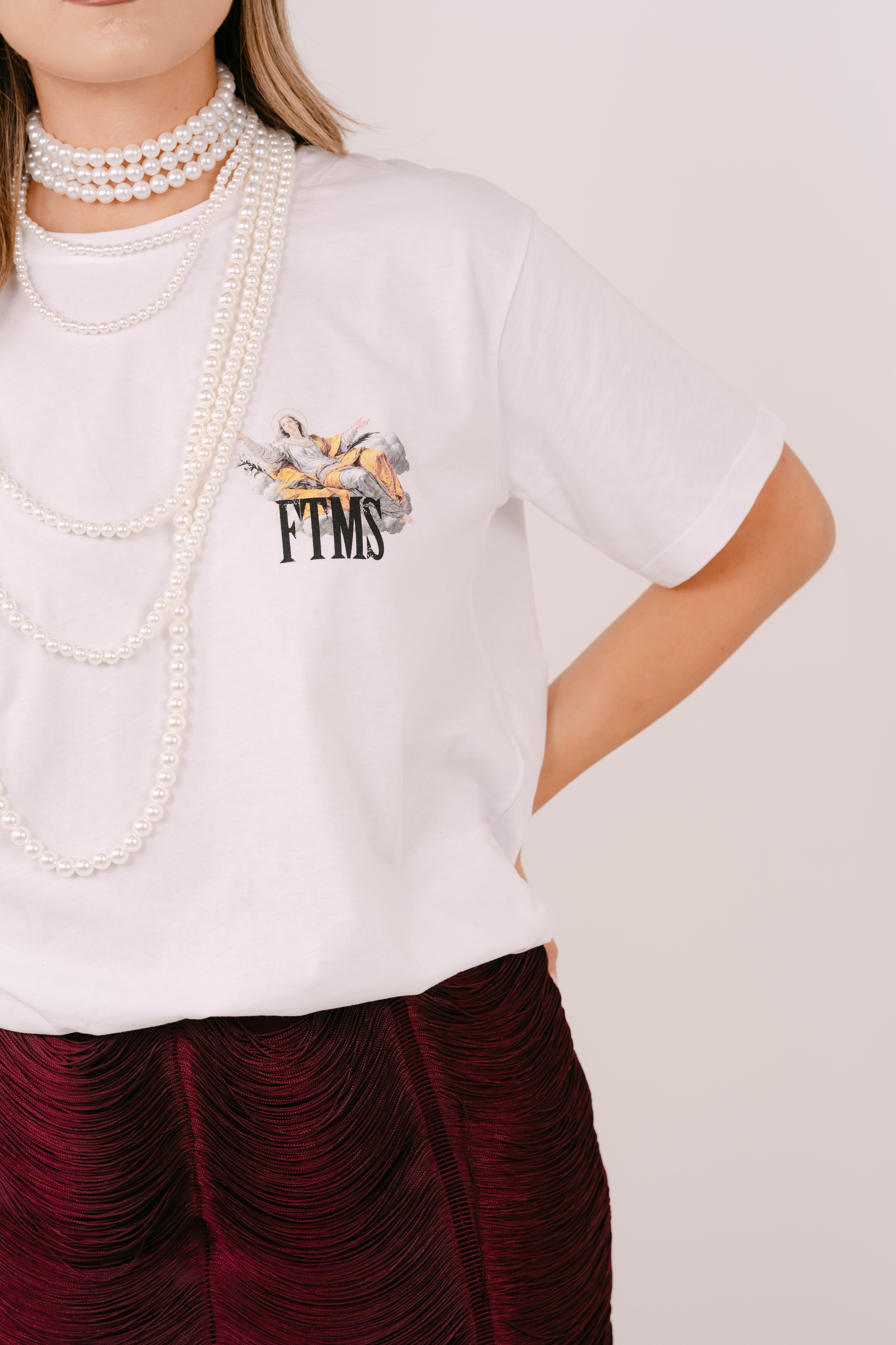 T-SHIRT FATEMI SANTA BIANCA OVERSIZE TAGLIA UNICA