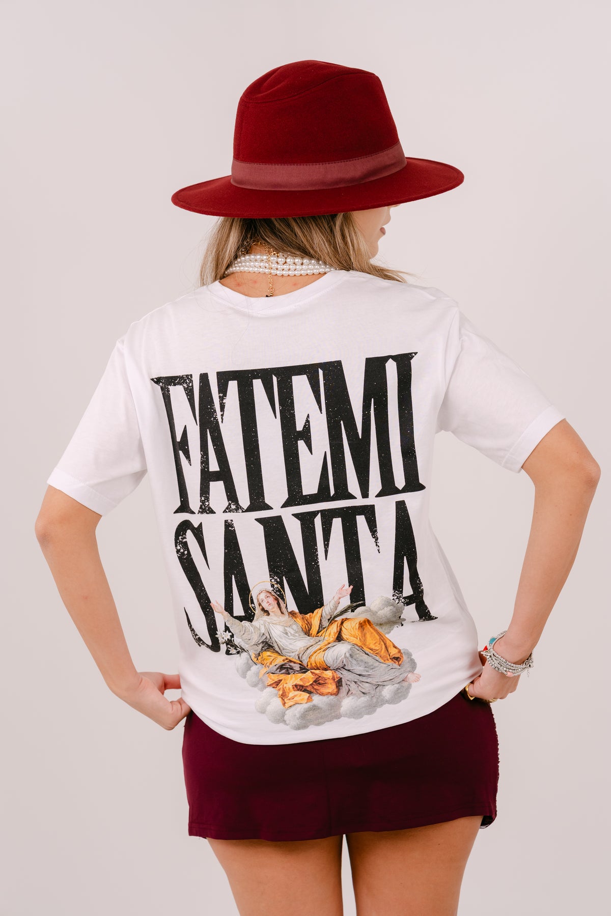 T-SHIRT FATEMI SANTA BIANCA OVERSIZE TAGLIA UNICA