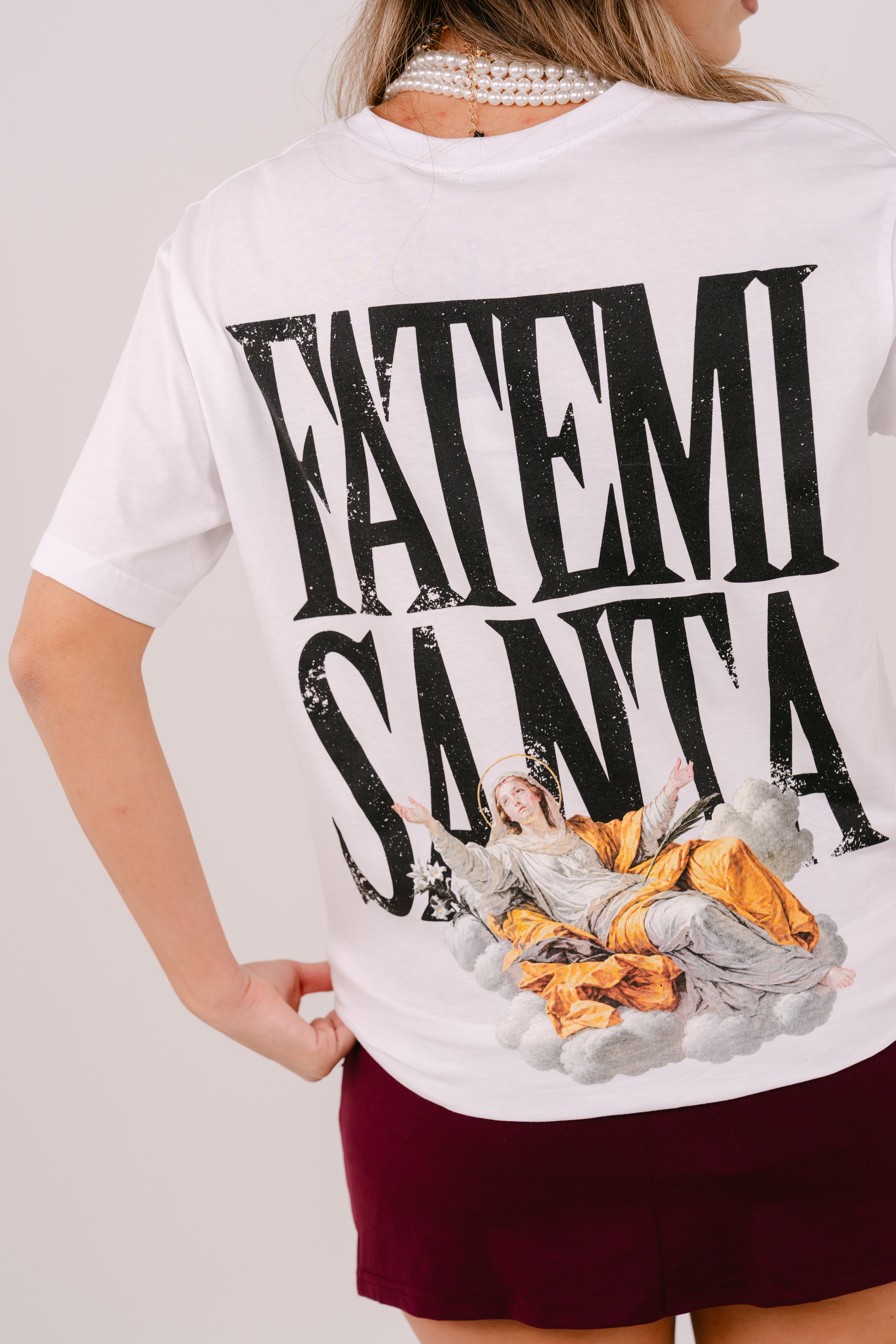 T-SHIRT FATEMI SANTA BIANCA OVERSIZE TAGLIA UNICA