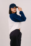 MAGLIA BICOLOR BIANCO E BLU TAGLIA UNICA