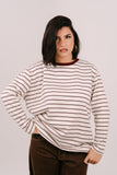 MAGLIA ROMA CON RIGHE PANNA E BORDEAUX TAGLIA UNICA