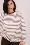 MAGLIA ROMA CON RIGHE PANNA E BORDEAUX TAGLIA UNICA