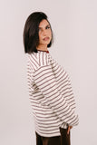 MAGLIA ROMA CON RIGHE PANNA E BORDEAUX TAGLIA UNICA