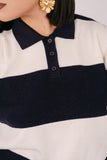 MAGLIONCINO POLO GRACE PANNA E BLU CON RIGA LARGA TAGLIA UNICA