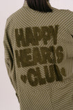 CAMICIA "HAPPY HEARTS CLUB" OVER VERDE A RIGHE CON SCRITTA SUL RETRO