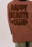 CAMICIA "HAPPY HEARTS CLUB" OVER MARRONE A RIGHE CON SCRITTA SUL RETRO
