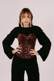 BUSTINO KIM CORSET BORDEAUX IN ECOPELLE EFFETTO COCCODRILLO