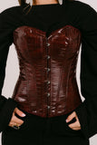 BUSTINO KIM CORSET BORDEAUX IN ECOPELLE EFFETTO COCCODRILLO