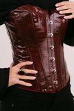 BUSTINO KIM CORSET BORDEAUX IN ECOPELLE EFFETTO COCCODRILLO