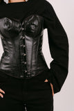 BUSTINO KIM CORSET NERO IN ECOPELLE EFFETTO COCCODRILLO