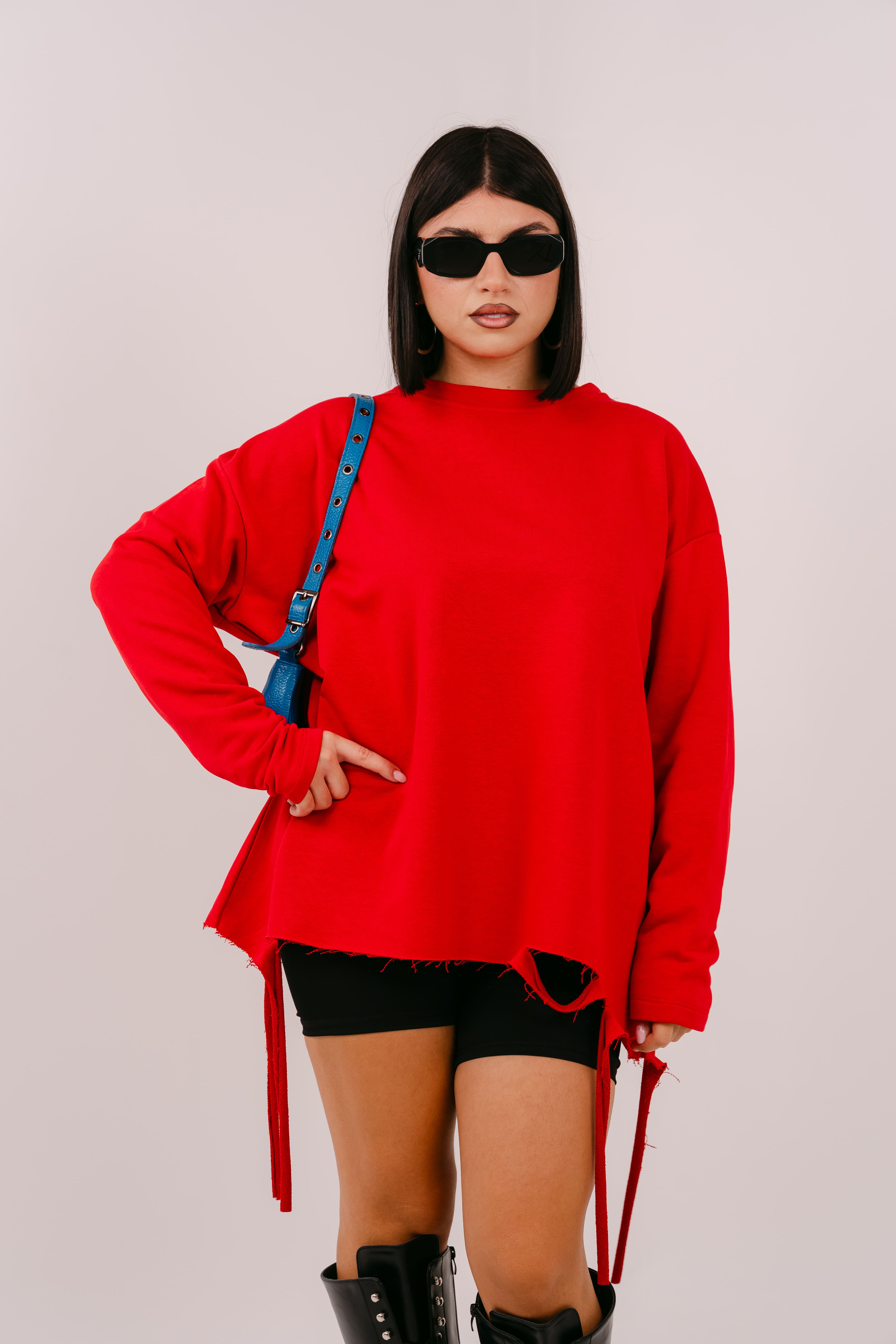 FELPA LUNGA KAREN ROSSA CON STRAPPI JUSTWEST TAGLIA UNICA
