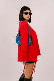 FELPA LUNGA KAREN ROSSA CON STRAPPI JUSTWEST TAGLIA UNICA