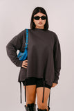 FELPA LUNGA KAREN GRIGIA CON STRAPPI JUSTWEST