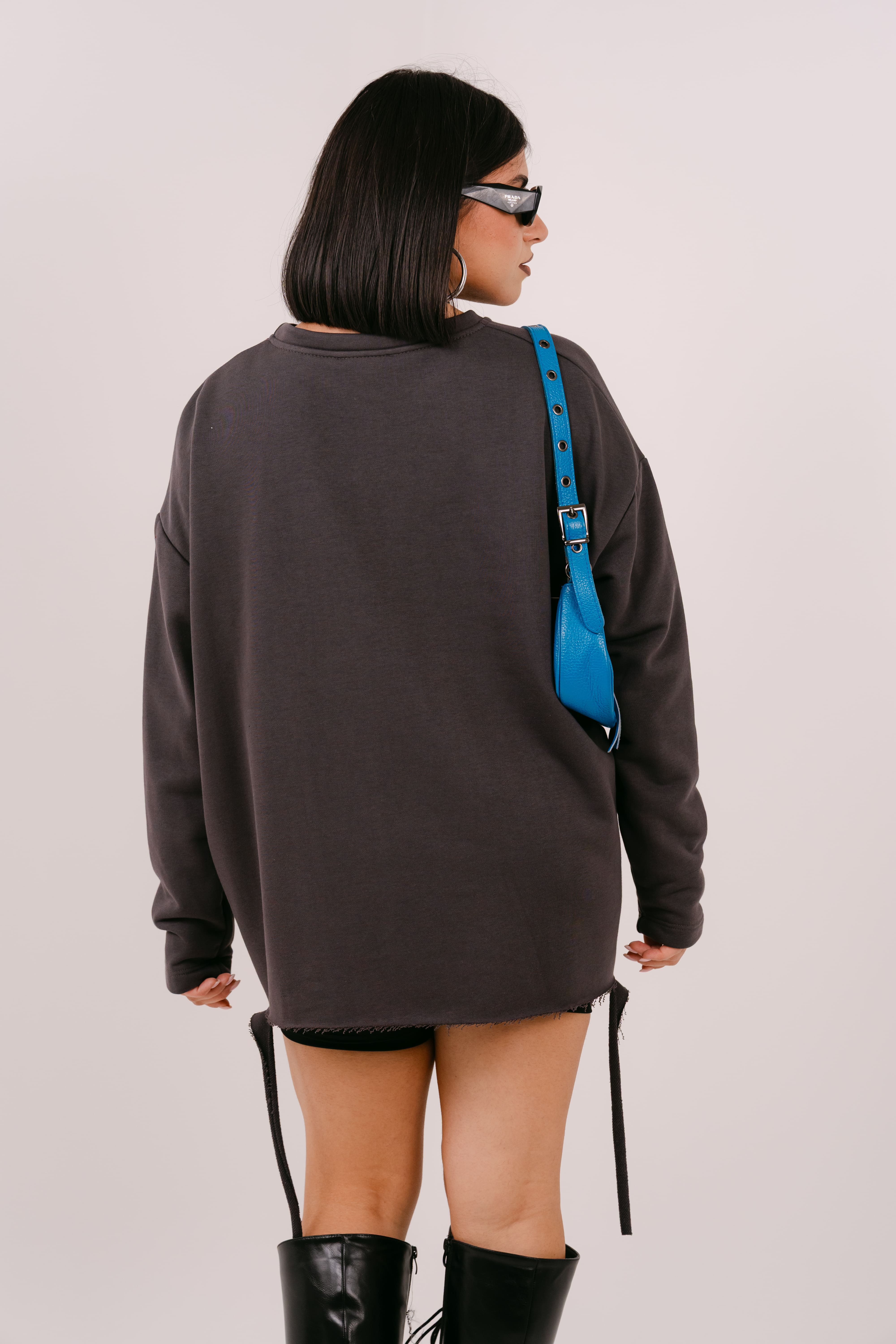 FELPA LUNGA KAREN GRIGIA CON STRAPPI JUSTWEST