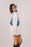 FELPA LUNGA KAREN BIANCA CON STRAPPI JUSTWEST TAGLIA UNICA