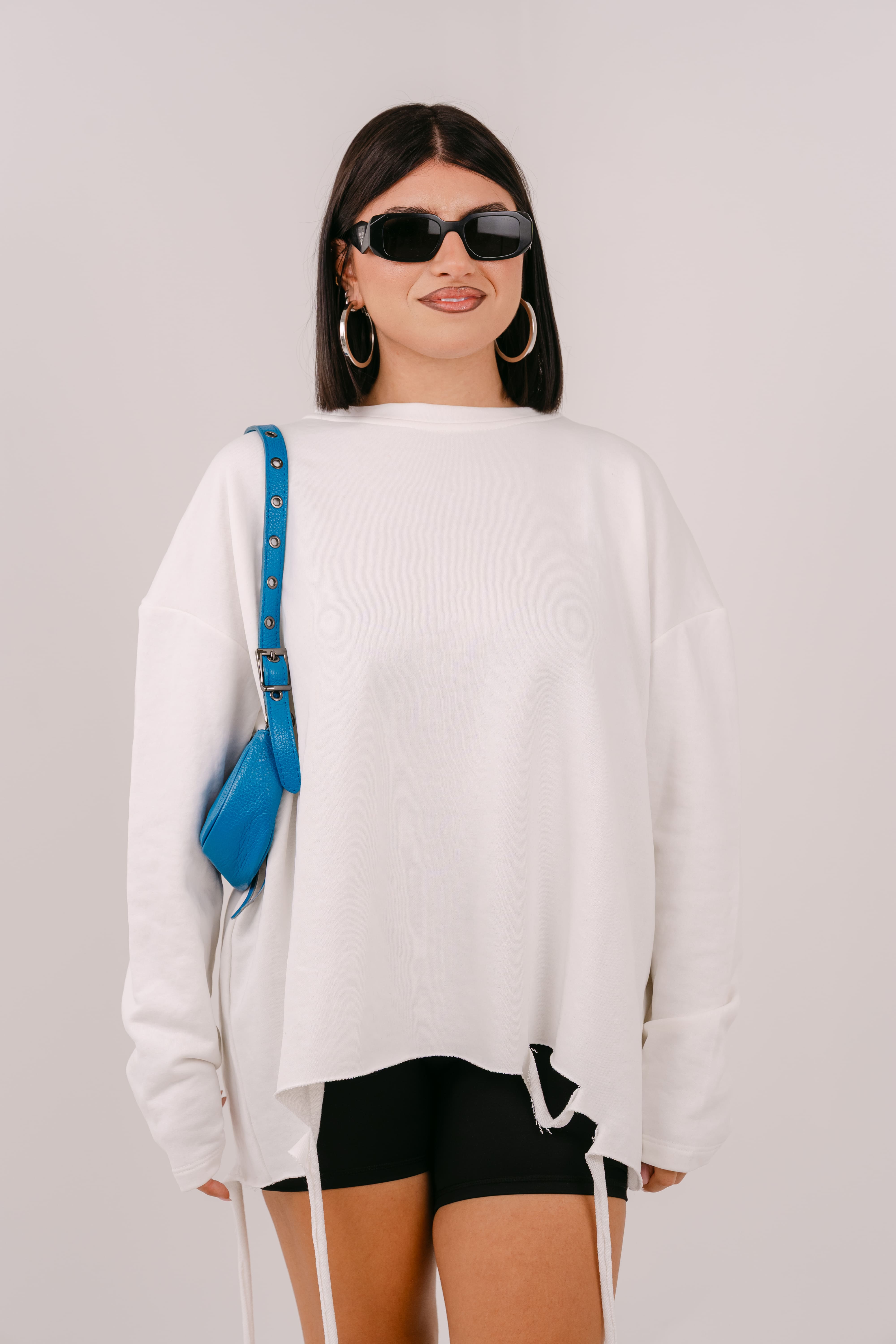 FELPA LUNGA KAREN BIANCA CON STRAPPI JUSTWEST TAGLIA UNICA