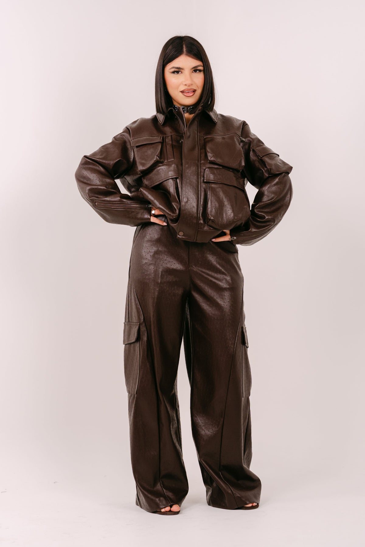 COORDINATO MADISON ECOPELLE MARRONE LUMINA