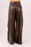 PANTALONE CARGO MADISON ECOPELLE MARRONE LUMINA