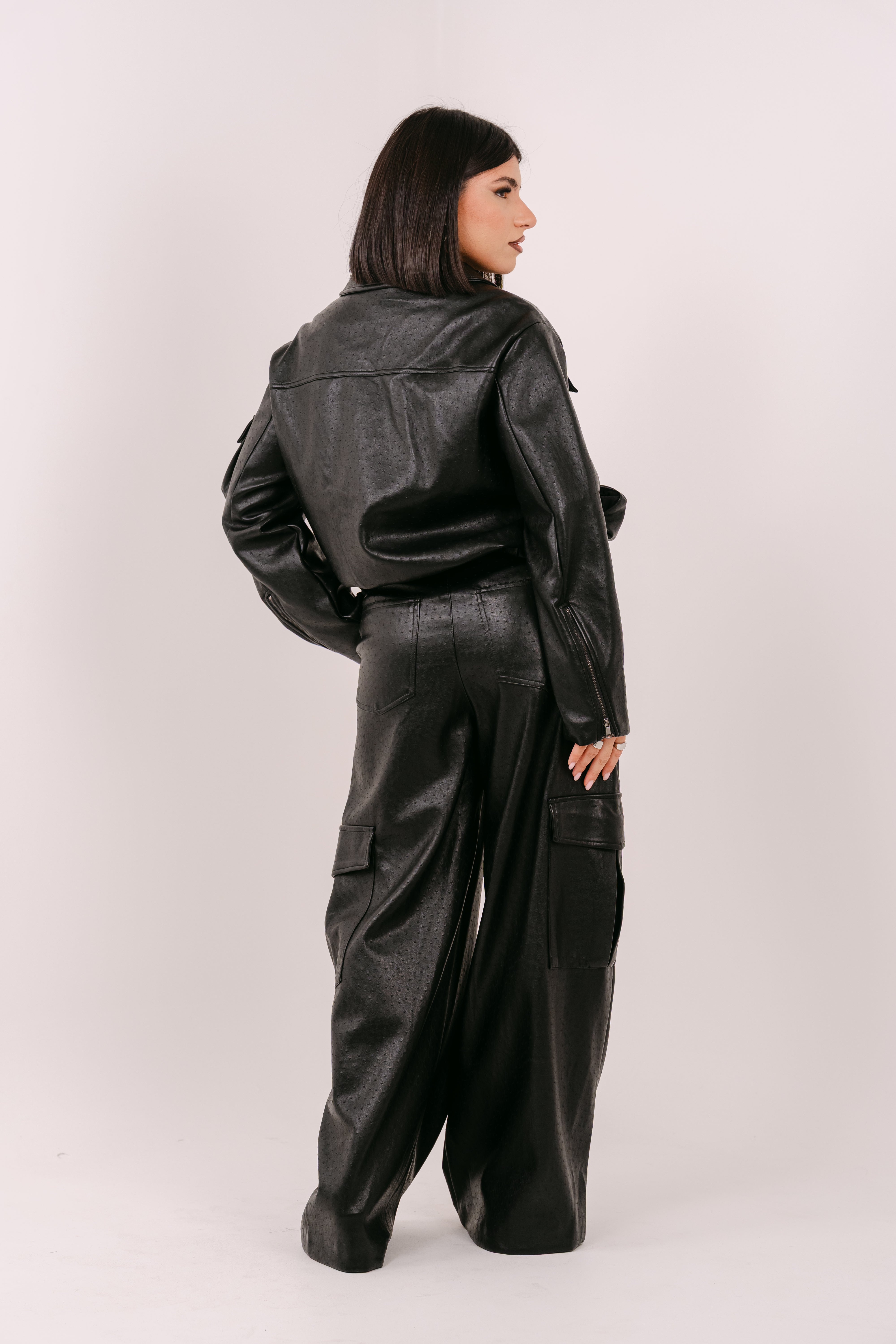 PANTALONE CARGO MADISON ECOPELLE NERO LUMINA