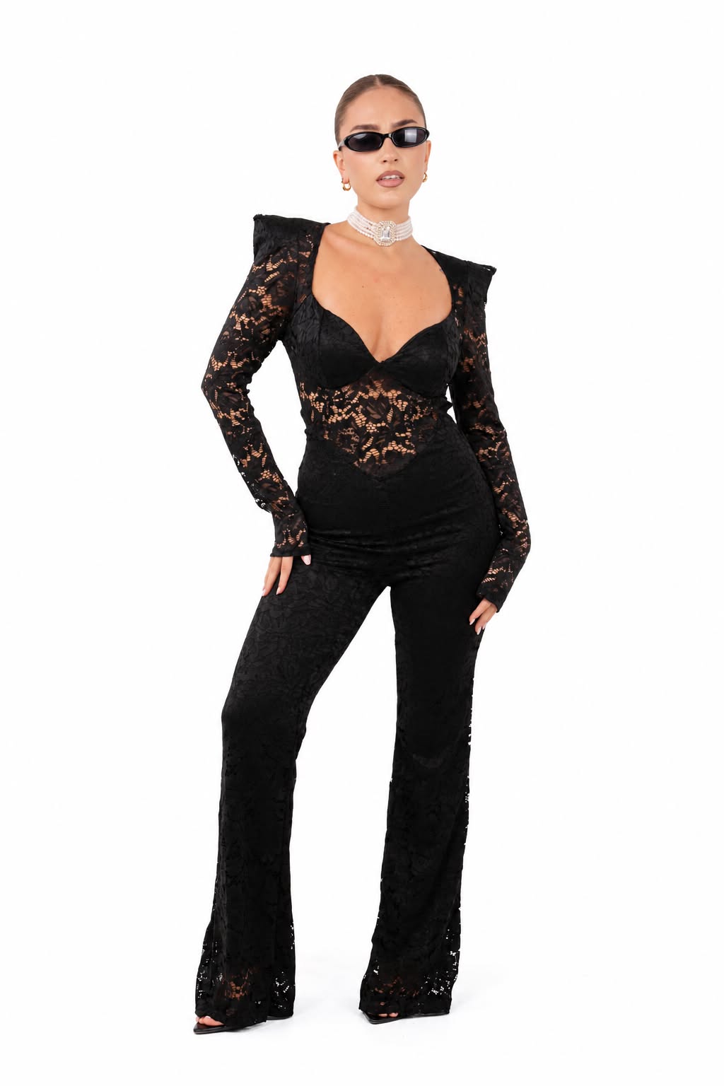 TUTONE ADRIA NERO IN PIZZO CON SPALLINE TAGLIA UNICA