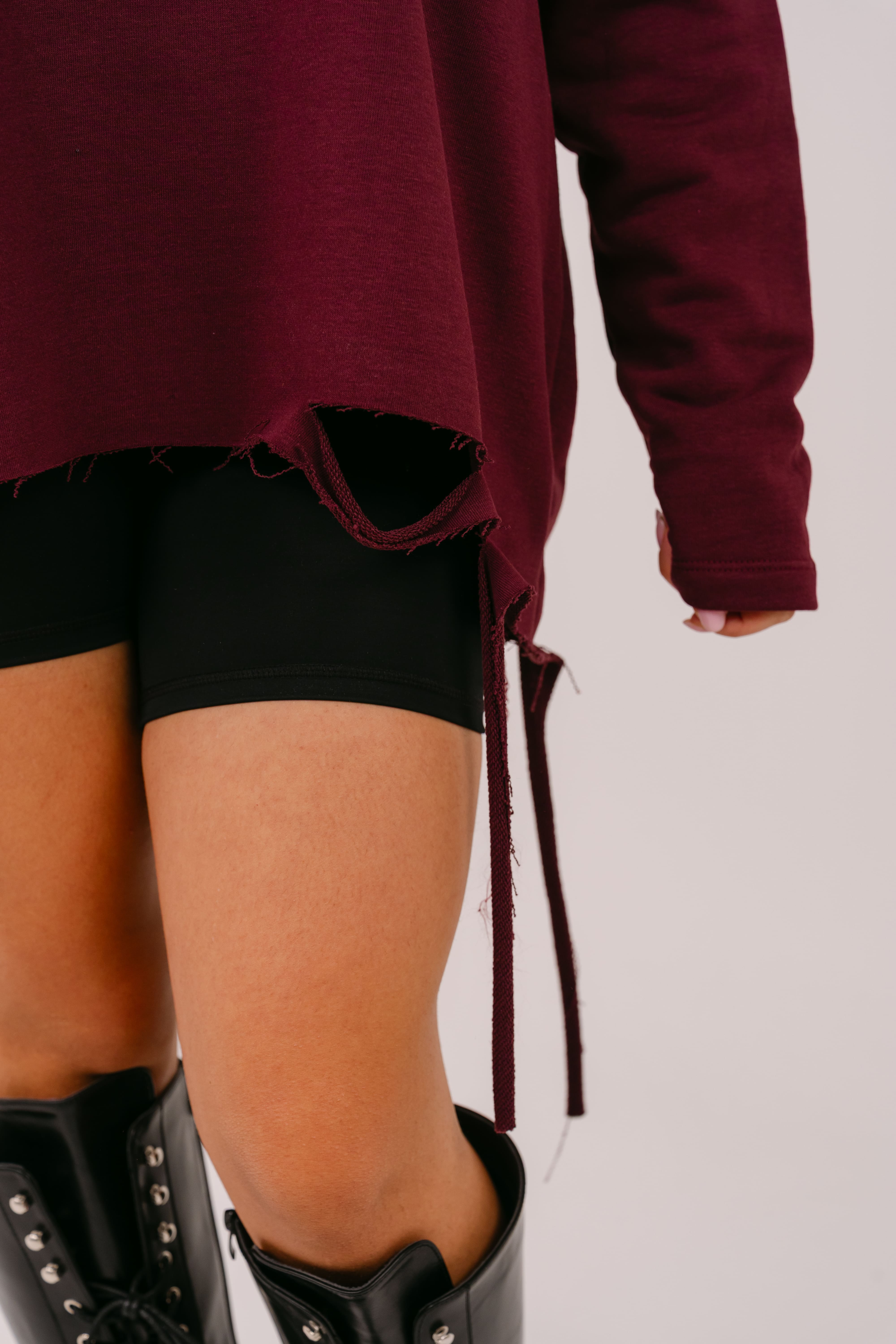 FELPA LUNGA KAREN BORDEAUX CON STRAPPI JUSTWEST TAGLIA UNICA